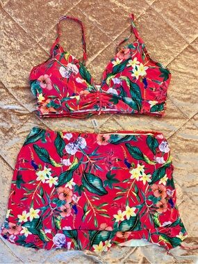 SHEIN Reddish Pink Tropical Print Bikini NWOT size 4X